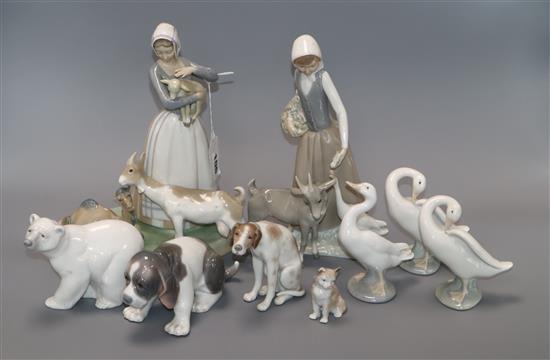A group of animal related Lladro figures